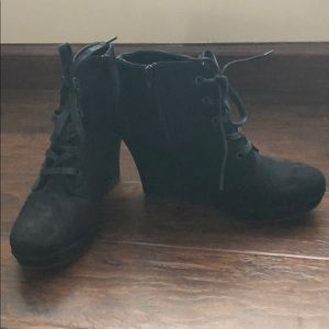Black velvet booties